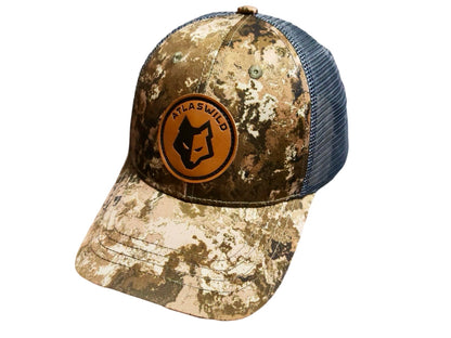 Atlas Wild Camo hat with Leather Patch